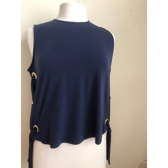 Michael Kors L Blue Grommet Short Top NWT - Picture 3 of 6